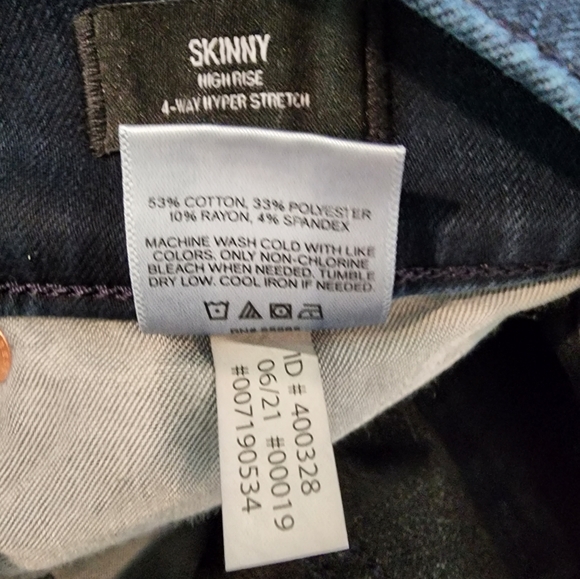 Express skinny high rise 4 way hyper stretch busted knee dark blue - Picture 4 of 4